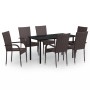 Garden dining set 7 pieces black and brown by vidaXL, Garden sets - Ref: Foro24-3099386, Price: 367,20 €, Discount: %