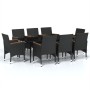 Juego de comedor de jardín 9 piezas con cojines negro de vidaXL, Conjuntos de jardín - Ref: Foro24-3099346, Precio: 673,99 €,...