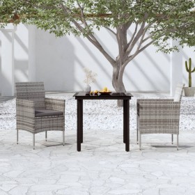 3-piece garden dining set with gray and black cushions by vidaXL, Garden sets - Ref: Foro24-3099287, Price: 208,99 €, Discoun...