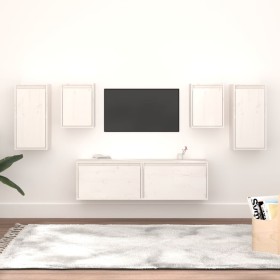 TV furniture 6 pieces solid white pine wood by vidaXL, TV Furniture - Ref: Foro24-3100240, Price: 210,98 €, Discount: %