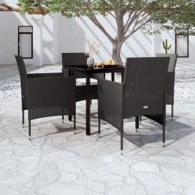 5-teiliges Garten-Ess-Set mit Kissen schwarz von vidaXL, Gartensets - Ref: Foro24-3099282, Preis: 305,99 €, Rabatt: %