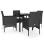 5-teiliges Garten-Ess-Set mit Kissen schwarz von vidaXL, Gartensets - Ref: Foro24-3099282, Preis: 300,73 €, Rabatt: %