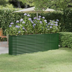 Green powder coated steel flower bed planter 224x40x68 cm by vidaXL, Pots and planters - Ref: Foro24-318898, Price: 80,71 €, ...