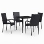 Juego de comedor para jardín 5 piezas negro de vidaXL, Conjuntos de jardín - Ref: Foro24-3099396, Precio: 297,94 €, Descuento: %