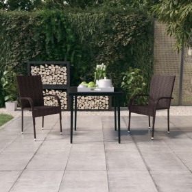 3-piece garden dining set in brown and black by vidaXL, Garden sets - Ref: Foro24-3099401, Price: 188,01 €, Discount: %