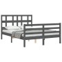 Estructura de cama con cabecero madera maciza gris 120x200 cm de vidaXL, Camas y somieres - Ref: Foro24-3194828, Precio: 146,...