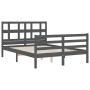 Estructura de cama con cabecero madera maciza gris 120x200 cm de vidaXL, Camas y somieres - Ref: Foro24-3194828, Precio: 146,...