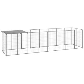 Silver kennel 4.84 m² steel by vidaXL, Dog kennels and fences - Ref: Foro24-3082203, Price: 278,69 €, Discount: %