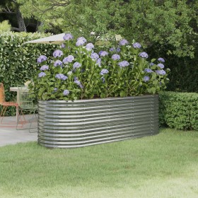 Jardinera de acero recubrimiento en polvo plateado 224x80x68 cm de vidaXL, Maceteros y jardineras - Ref: Foro24-318957, Preci...