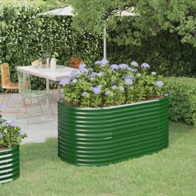 Green powder coated steel flower bed planter 152x80x68 cm by vidaXL, Pots and planters - Ref: Foro24-318948, Price: 67,99 €, ...