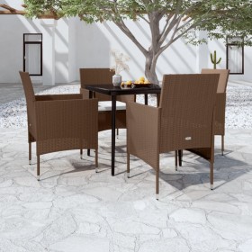 Juego de comedor de jardín 5 piezas con cojines marrón y negro de vidaXL, Conjuntos de jardín - Ref: Foro24-3099324, Precio: ...