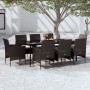 Juego de comedor de jardín 9 piezas con cojines negro de vidaXL, Conjuntos de jardín - Ref: Foro24-3099310, Precio: 661,97 €,...