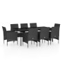 Juego de comedor de jardín 9 piezas con cojines negro de vidaXL, Conjuntos de jardín - Ref: Foro24-3099310, Precio: 661,97 €,...