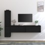 TV furniture set, 4 pieces made of solid black pine wood by vidaXL, TV Furniture - Ref: Foro24-3100283, Price: 214,42 €, Disc...