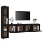 Muebles para TV 4 piezas madera maciza de pino negro de vidaXL, Muebles TV - Ref: Foro24-3100283, Precio: 214,42 €, Descuento: %