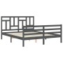 Gray solid wood bed frame with headboard 160x200 cm by vidaXL, Beds and slatted bases - Ref: Foro24-3194973, Price: 148,78 €,...