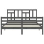 Gray solid wood bed frame with headboard 160x200 cm by vidaXL, Beds and slatted bases - Ref: Foro24-3194973, Price: 148,78 €,...