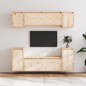 TV furniture 6 pieces solid pine wood by vidaXL, TV Furniture - Ref: Foro24-3100189, Price: 267,99 €, Discount: %