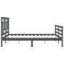 Gray solid wood bed frame with headboard 160x200 cm by vidaXL, Beds and slatted bases - Ref: Foro24-3194973, Price: 148,78 €,...