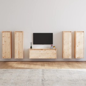 TV-Möbel 3-teilig aus massivem Kiefernholz von vidaXL, TV-Möbel - Ref: Foro24-3100209, Preis: 295,77 €, Rabatt: %