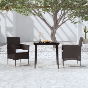 3-teilige Garten-Essgarnitur mit Kissen schwarz von vidaXL, Gartensets - Ref: Foro24-3099305, Preis: 229,20 €, Rabatt: %