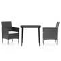 Juego de comedor de jardín 3 piezas con cojines negro de vidaXL, Conjuntos de jardín - Ref: Foro24-3099305, Precio: 229,20 €,...