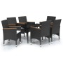 Juego de comedor de jardín 7 piezas con cojines negro de vidaXL, Conjuntos de jardín - Ref: Foro24-3099344, Precio: 450,99 €,...