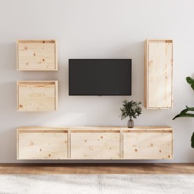 TV furniture 6 pieces solid pine wood by vidaXL, TV Furniture - Ref: Foro24-3100184, Price: 234,58 €, Discount: %