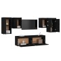 TV furniture set, 6 pieces made of solid black pine wood by vidaXL, TV Furniture - Ref: Foro24-3100243, Price: 222,99 €, Disc...