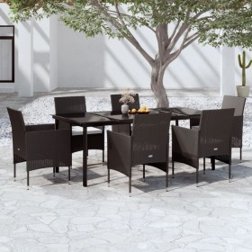 Juego de comedor de jardín 7 piezas con cojines negro de vidaXL, Conjuntos de jardín - Ref: Foro24-3099285, Precio: 606,99 €,...