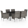 Juego de comedor de jardín 7 piezas con cojines gris y negro de vidaXL, Conjuntos de jardín - Ref: Foro24-3099290, Precio: 51...