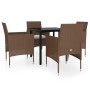 5-piece garden dining set with brown and black cushions by vidaXL, Garden sets - Ref: Foro24-3099300, Price: 302,99 €, Discou...