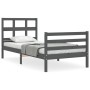 Estructura de cama con cabecero madera maciza gris 90x200 cm de vidaXL, Camas y somieres - Ref: Foro24-3194818, Precio: 101,0...