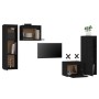 TV furniture 4 pieces solid black pine wood by vidaXL, TV Furniture - Ref: Foro24-3100253, Price: 200,01 €, Discount: %