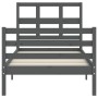 Estructura de cama con cabecero madera maciza gris 90x200 cm de vidaXL, Camas y somieres - Ref: Foro24-3194818, Precio: 101,0...