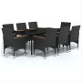 Juego de comedor de jardín 9 piezas con cojines negro de vidaXL, Conjuntos de jardín - Ref: Foro24-3099334, Precio: 652,18 €,...