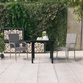 Juego de comedor para jardín 3 piezas gris y negro de vidaXL, Conjuntos de jardín - Ref: Foro24-3099389, Precio: 171,74 €, De...