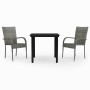 Juego de comedor para jardín 3 piezas gris y negro de vidaXL, Conjuntos de jardín - Ref: Foro24-3099389, Precio: 171,74 €, De...