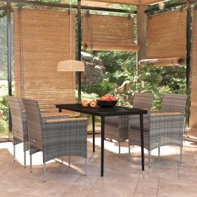 Juego de comedor para jardín 5 piezas con cojines gris y negro de vidaXL, Conjuntos de jardín - Ref: Foro24-3099349, Precio: ...