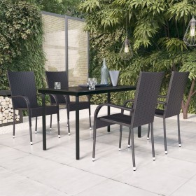 Garten Essgarnitur 5 Stück schwarz von vidaXL, Gartensets - Ref: Foro24-3099379, Preis: 320,99 €, Rabatt: %