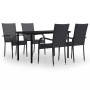 Juego de comedor de jardín 5 piezas negro de vidaXL, Conjuntos de jardín - Ref: Foro24-3099379, Precio: 321,11 €, Descuento: %