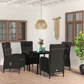 Juego de comedor de jardín 5 piezas con cojines negro de vidaXL, Conjuntos de jardín - Ref: Foro24-3099354, Precio: 607,99 €,...