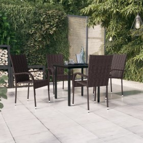 Juego de comedor de jardín 5 piezas marrón y negro de vidaXL, Conjuntos de jardín - Ref: Foro24-3099384, Precio: 268,99 €, De...