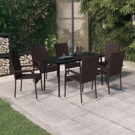 Juego de comedor de jardín 7 piezas marrón y negro de vidaXL, Conjuntos de jardín - Ref: Foro24-3099404, Precio: 372,99 €, De...