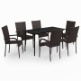 Brown and black 7-piece garden dining set by vidaXL, Garden sets - Ref: Foro24-3099404, Price: 385,36 €, Discount: %