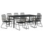 Juego de comedor de jardín 9 piezas ratán PVC negro de vidaXL, Conjuntos de jardín - Ref: Foro24-3099214, Precio: 626,14 €, D...