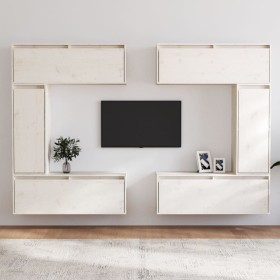 TV furniture 6 pieces solid white pine wood by vidaXL, TV Furniture - Ref: Foro24-3100200, Price: 312,35 €, Discount: %