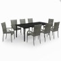 Juego de comedor para jardín 9 piezas gris y negro de vidaXL, Conjuntos de jardín - Ref: Foro24-3099394, Precio: 582,89 €, De...