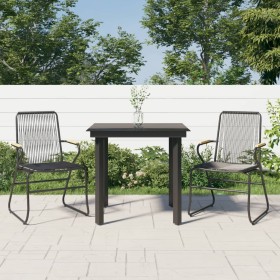 3-piece black PVC rattan garden dining set by vidaXL, Garden sets - Ref: Foro24-3099209, Price: 176,99 €, Discount: %