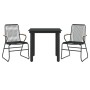 3-piece black PVC rattan garden dining set by vidaXL, Garden sets - Ref: Foro24-3099209, Price: 177,31 €, Discount: %